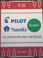 Photo of a box of fountain pen ink cartridges labeled 'Namiki'